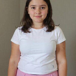 Camiseta Polo USPA Sport para mujer, talle M. Color blanco